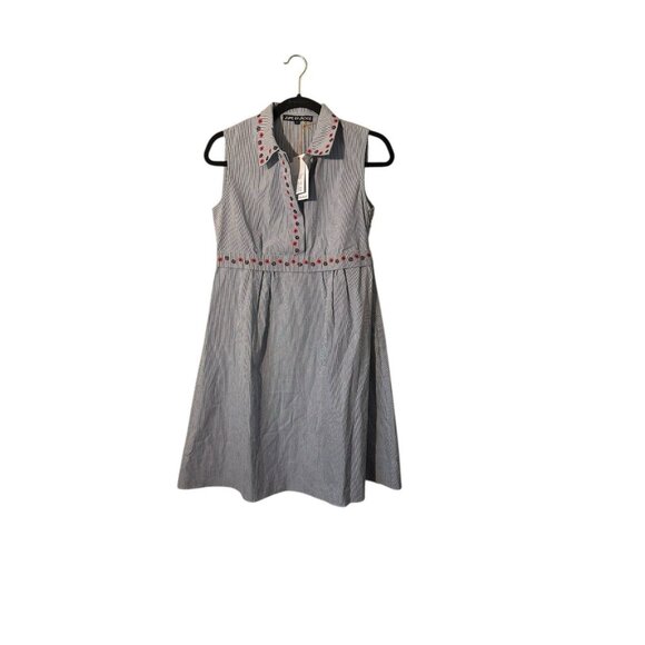 Jupe by Jackie Women's Small Cappa Striped Embroidered Fit & Flare Dress‎ NWT - Picture 1 of 7